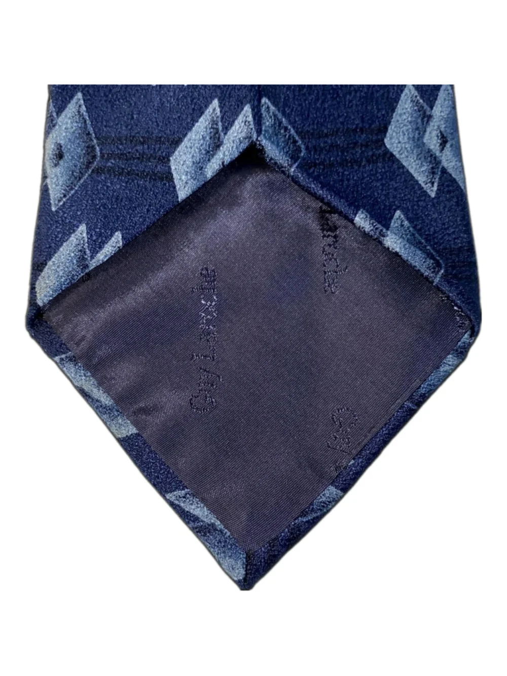 Vintage 1990s Guy Laroche 100% Silk Navy Blue Geometric Power Tie Mens Necktie